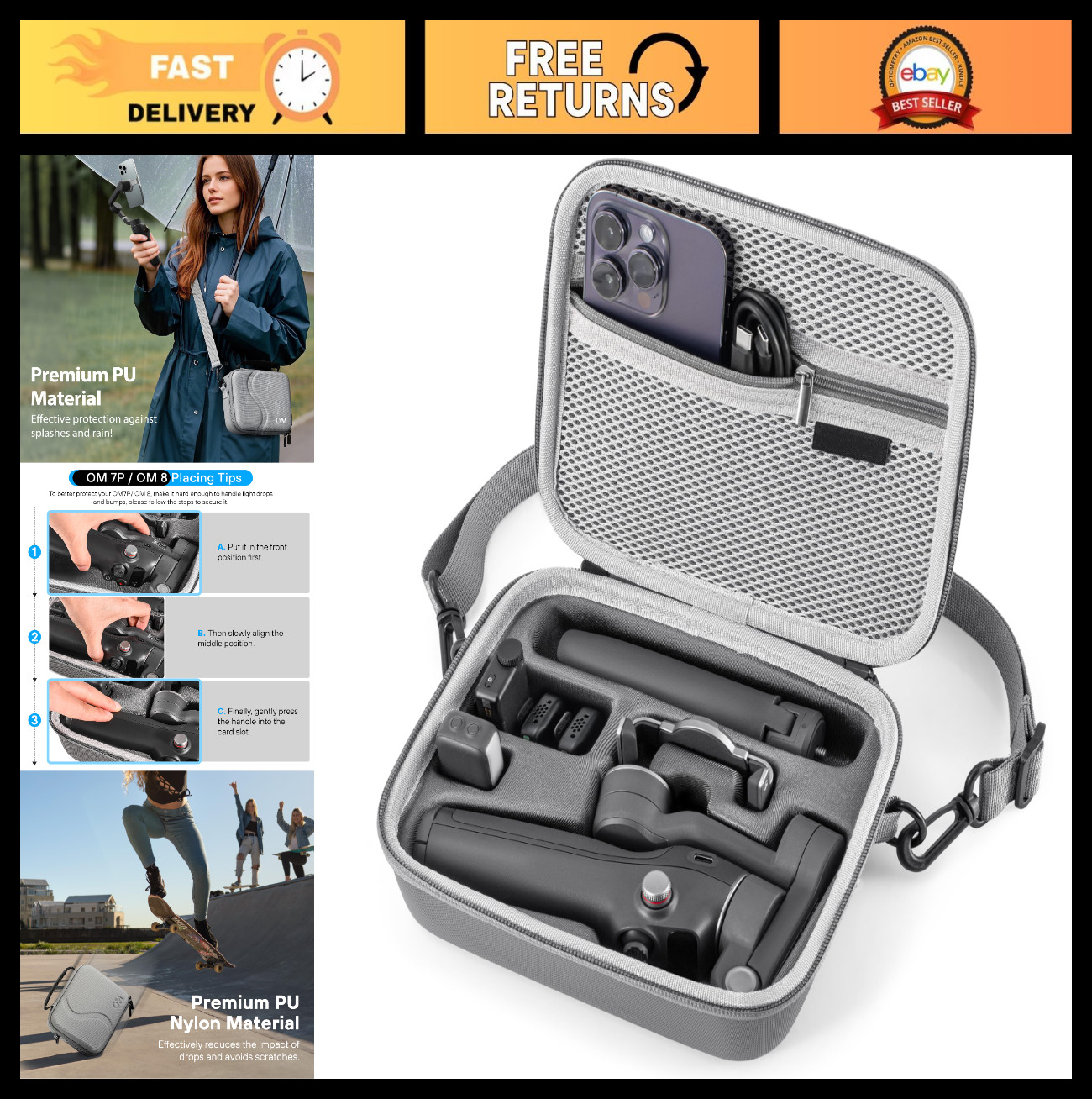 Protective Case for Osmo Mobile 8/7P/7 - Durable, Lightweight, Shockproof Design