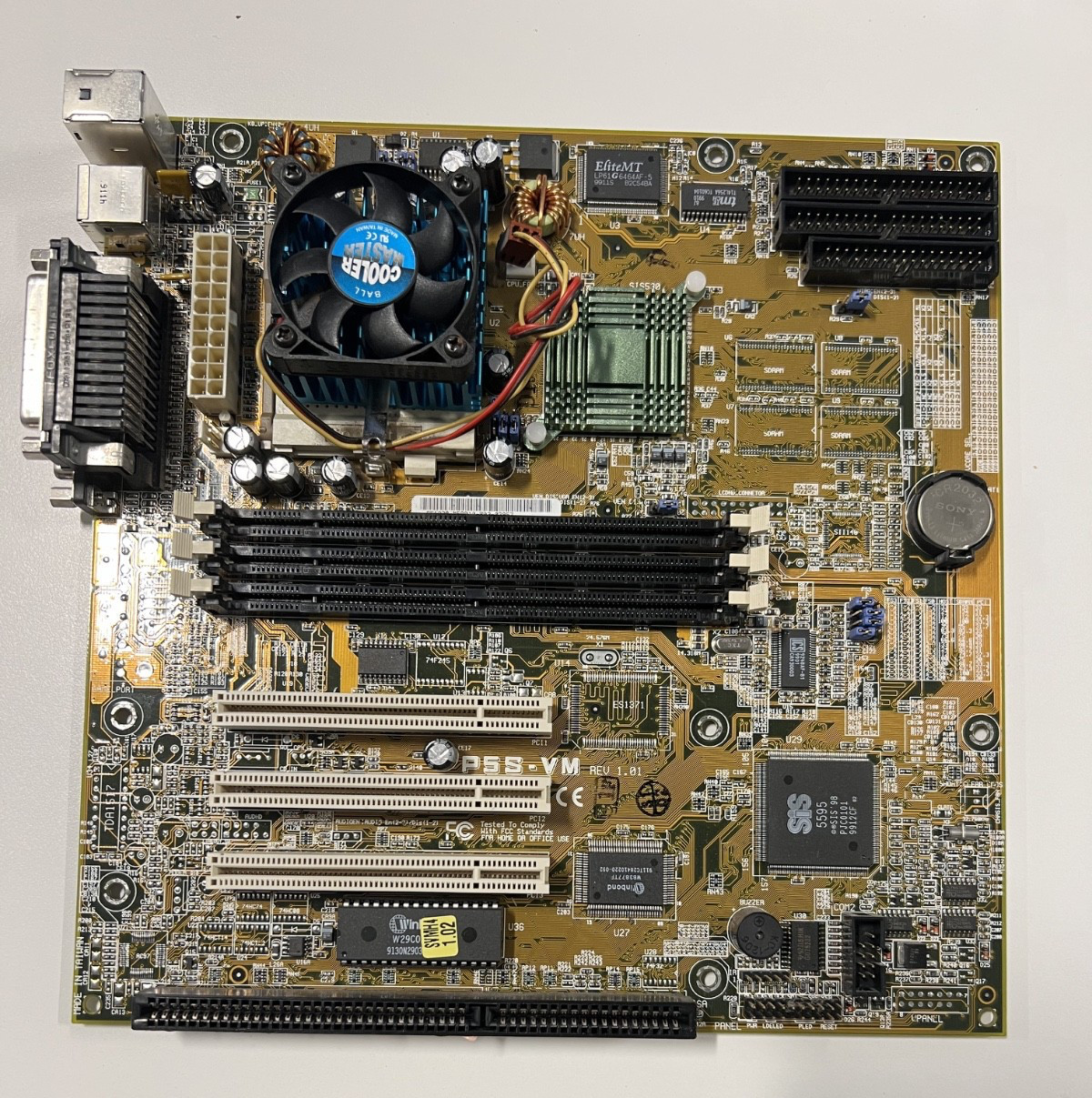 ASUS P5S-VM Socket 7 Motherboard ISA SDRAM + Cooler REV 1.01
