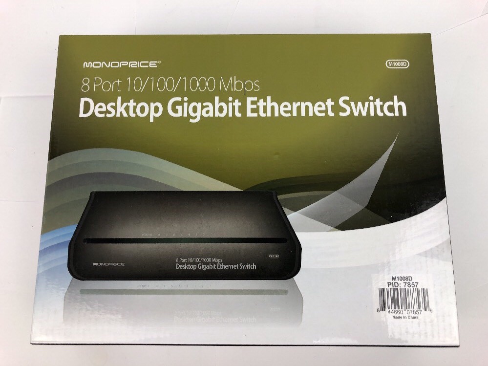 Desktop Gigabit Ethernet Switch Monoprice M1008D 8 Port 10/100/1000 Mbps 