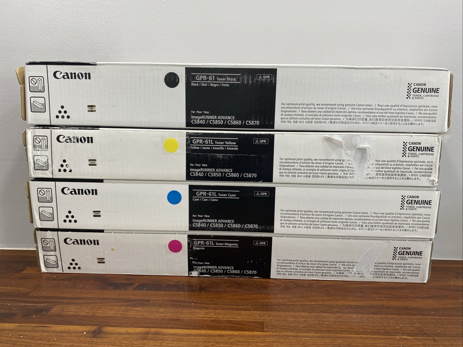 Genuine Set of 4 Canon GPR-61 Black and GPR-61L CMY Toner Cartridges NEW