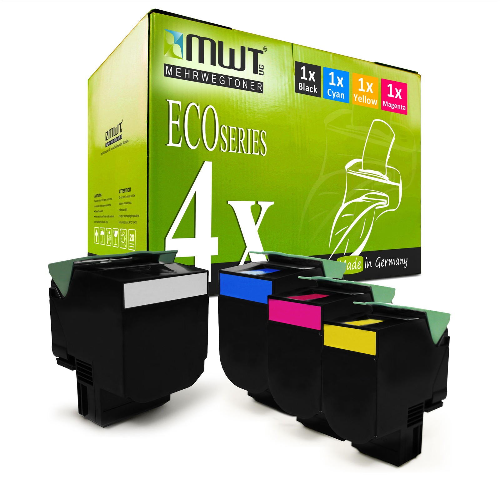 4X ECO Cartridge For Lexmark C-544-DW X-548-DTE C-544-DTN X-544-DTN X-544-DN