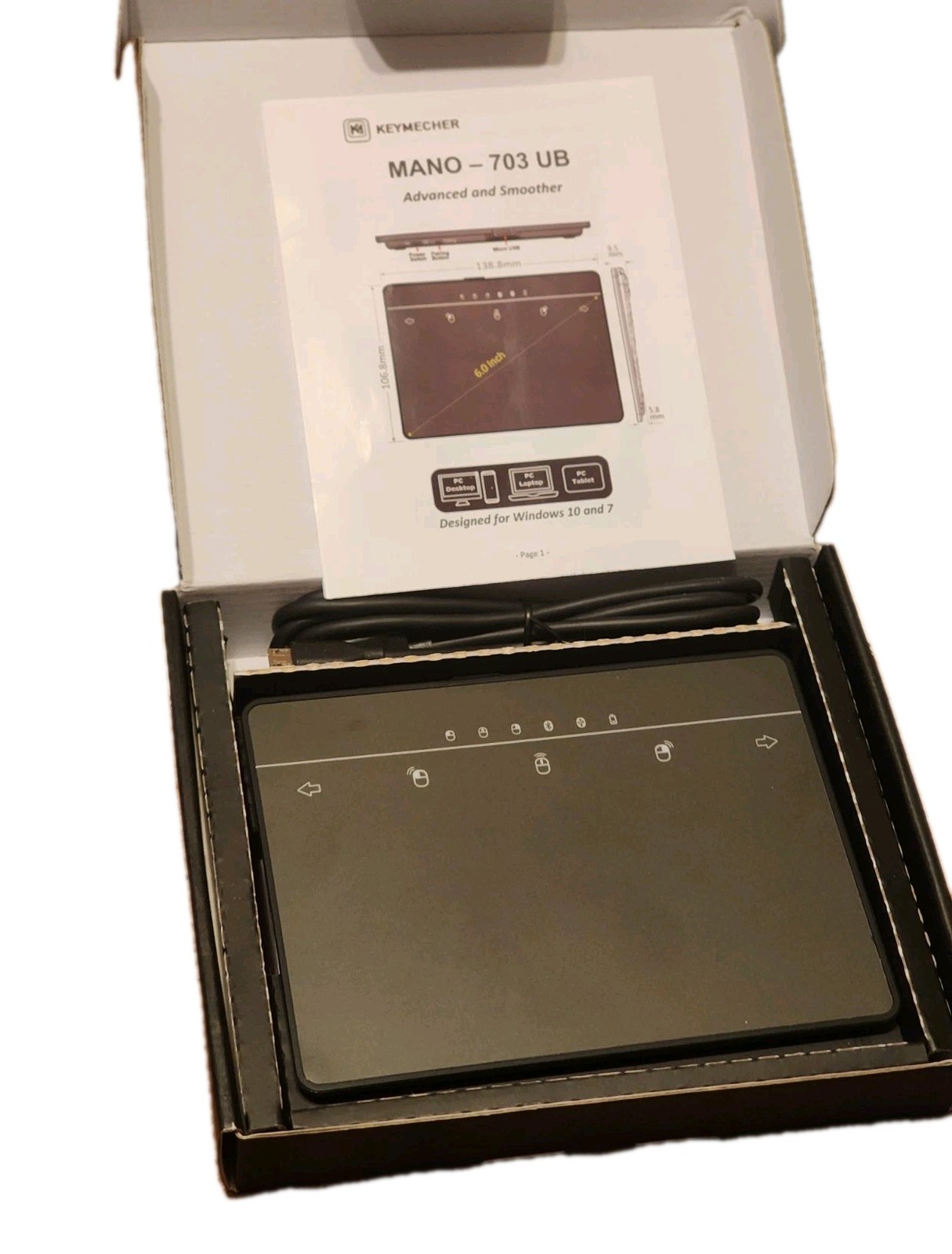 Keymecher Windows Precision Touchpad Bluetooth MANO-703 UB for Windows 7/10 Only