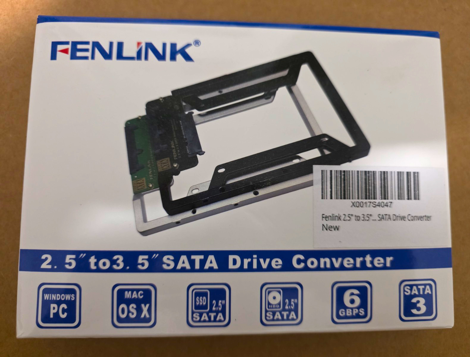 FENLINK 2.5 to 3.5 SATA Drive Converter Adapter SATA III 6Gbps Black Metal