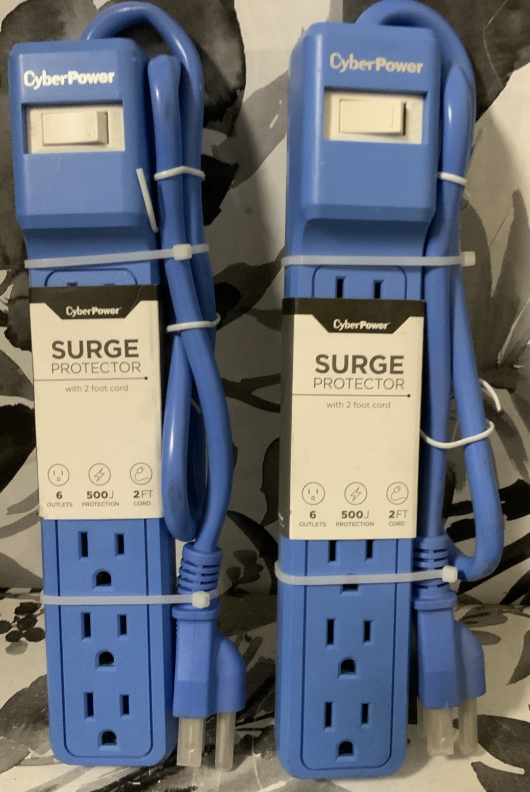 🗝️ CyberPower 2ft. Outlet Surge Protector, Blue,6 Outlets 👉2 Pack👈🆕