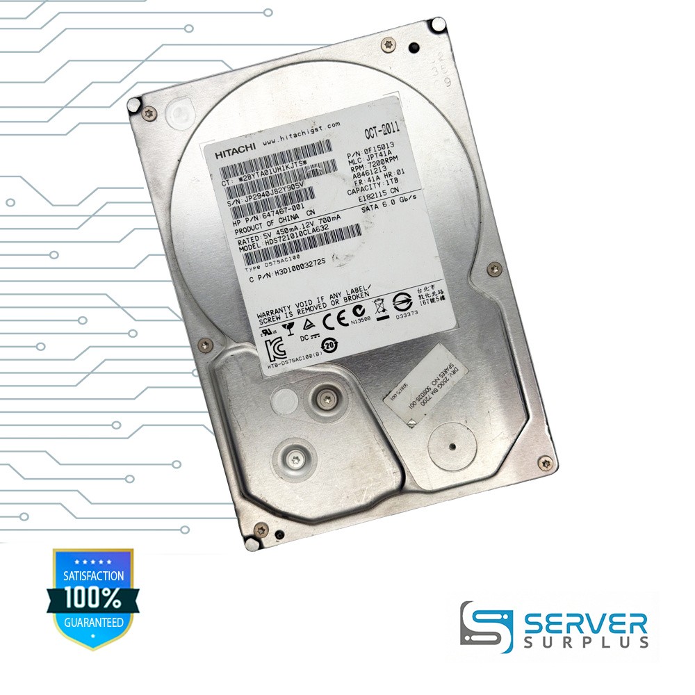 HP HDS721010CLA632 1TB SATA 6Gb/s 3.5 in Enterprise HDD | 647467-001 | 0F15013