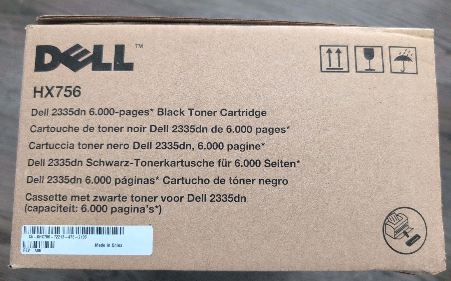 Genuine Dell HX756 Toner Cartridge Black High Yield Capacity 6K for 2335dn NEW