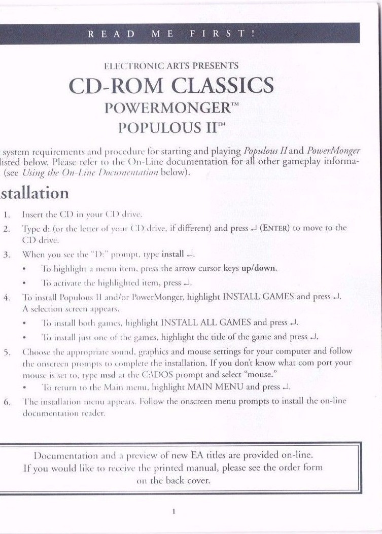 Electronic Arts PC Game Manuals (Many to choose from) Free USA shipping