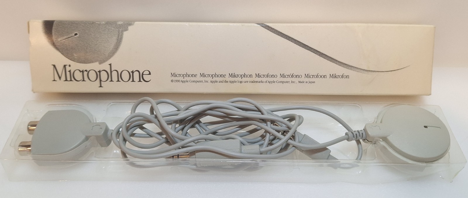 Apple Microphone Vintage 1990 Model 590-0617-A AUX Original Box Gray Japan Mac 