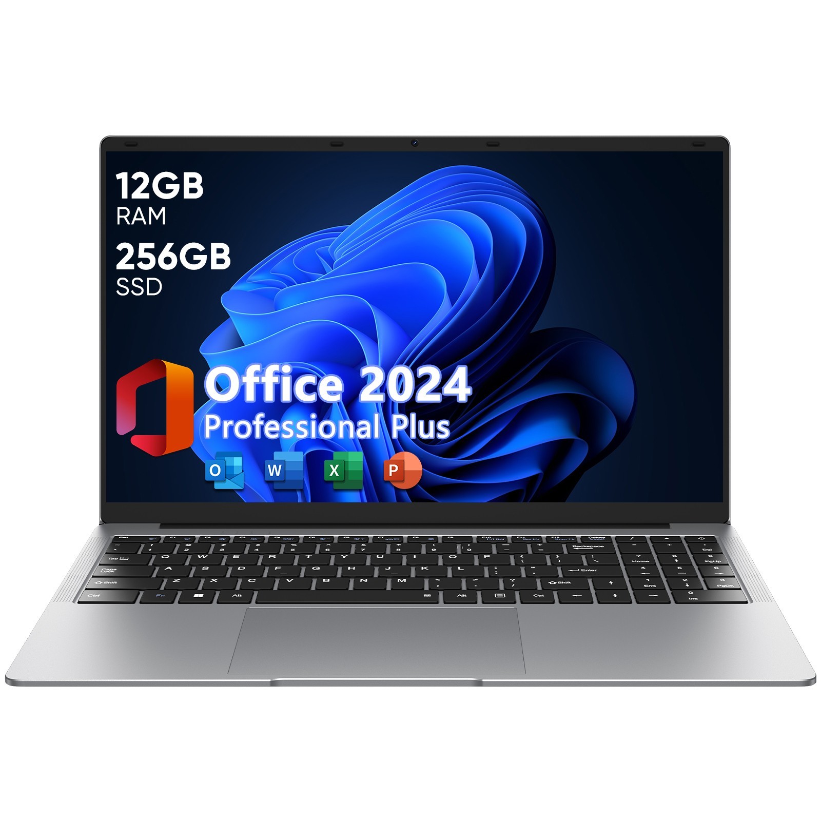15.6" Laptop PC 12GB RAM,256GB,Windows 11 Pro,Intel Celeron N4000,MS Office 2024