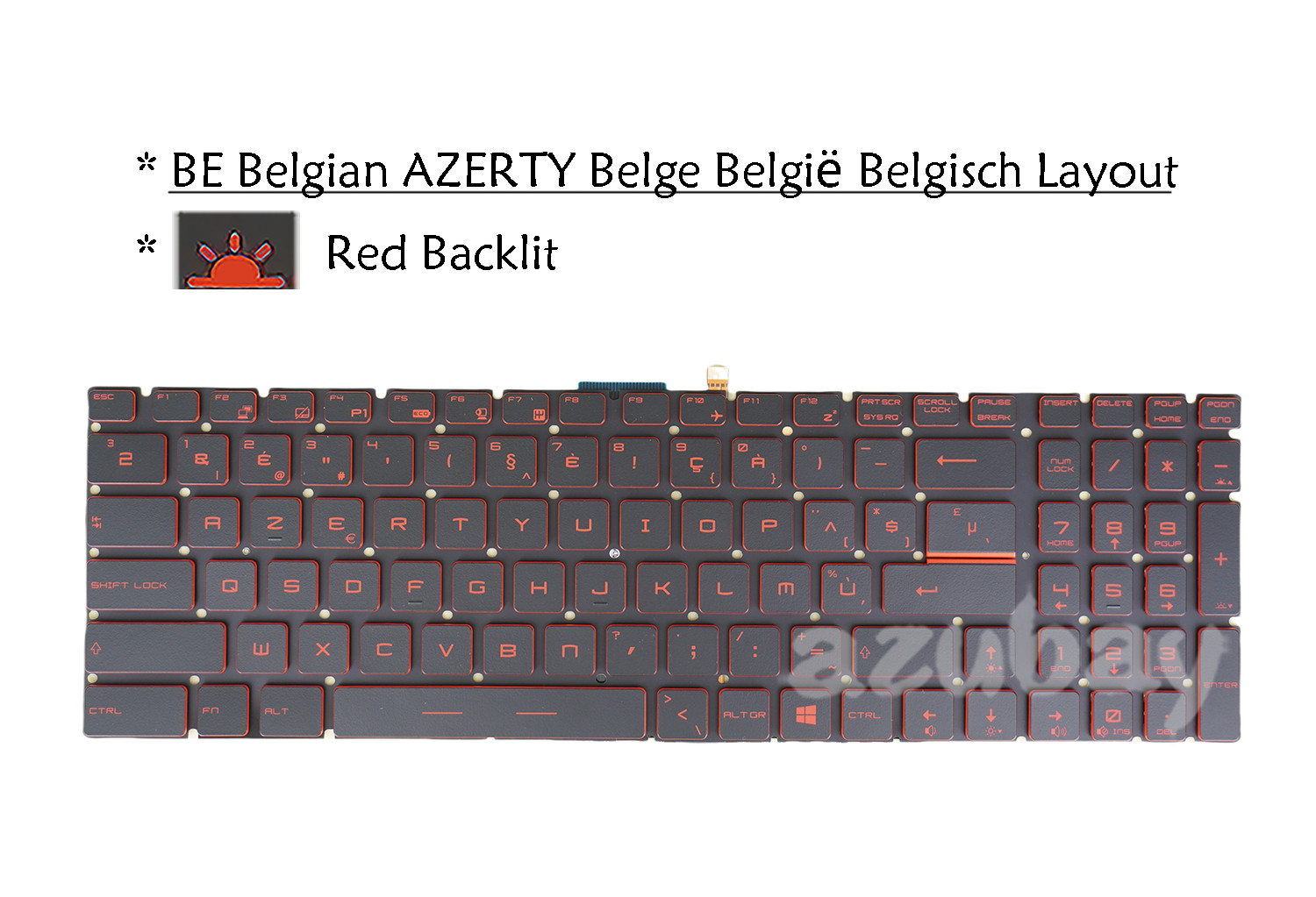 Belgian Laptop Keyboard For MSI Bravo 17 A4DDR, MS-17FK, V143422KK1 Red Backlit