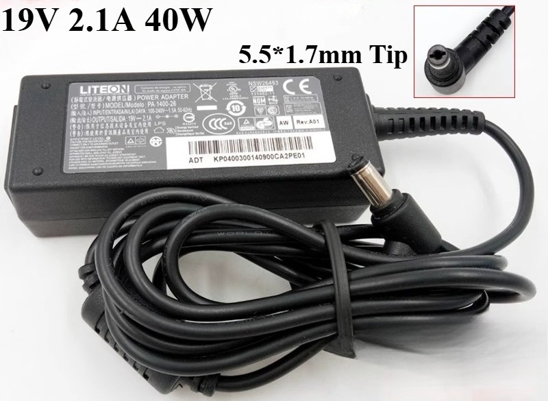 Genuine Liteon 19V 2.1A 40W Charger Power Supply 5.5*1.7mm Tip AC Adapter