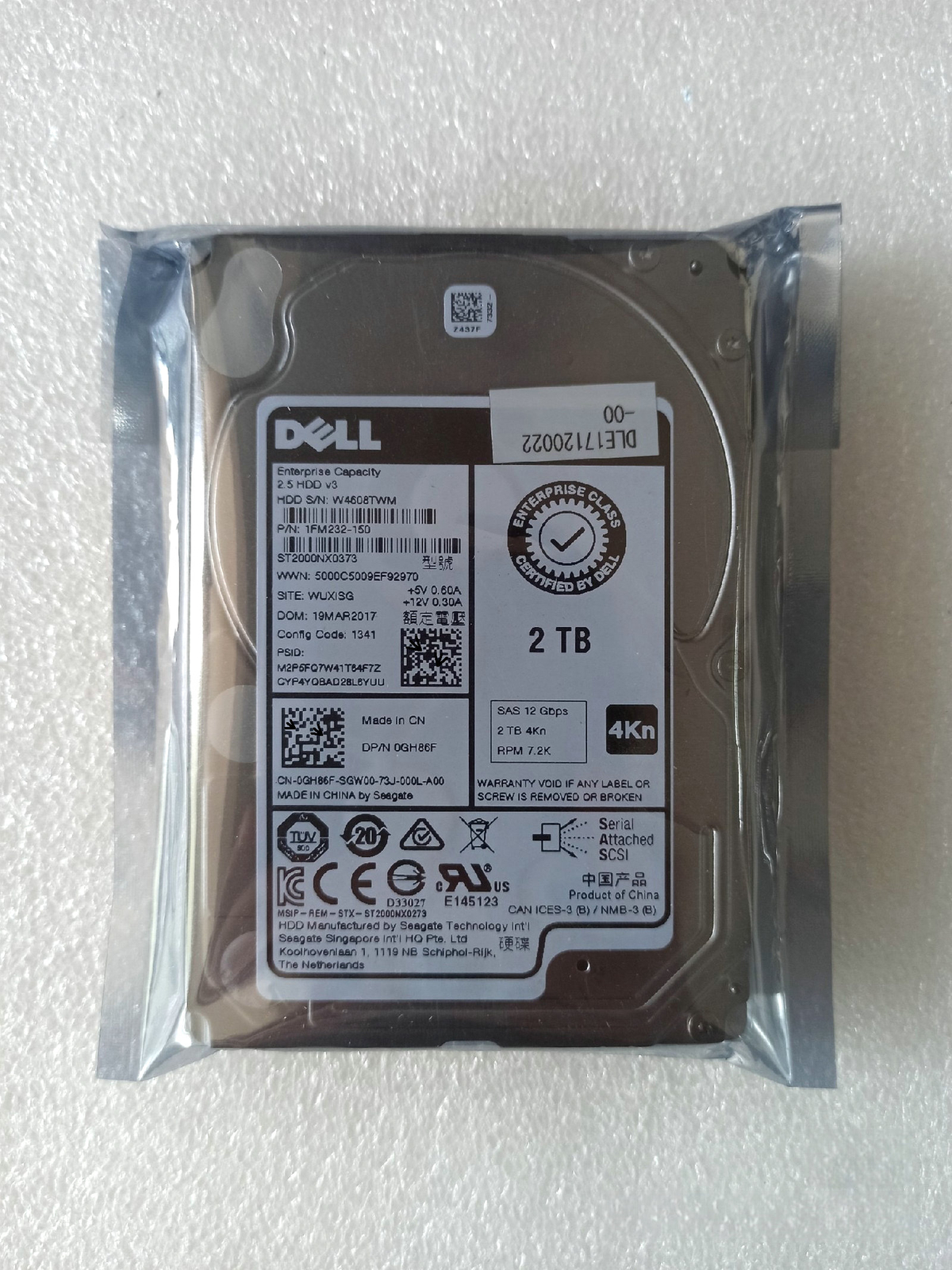 Dell 2T GH86F ST2000NX0373 SAS12 7.2K 2.5-inch 4kn Enterprise HDD