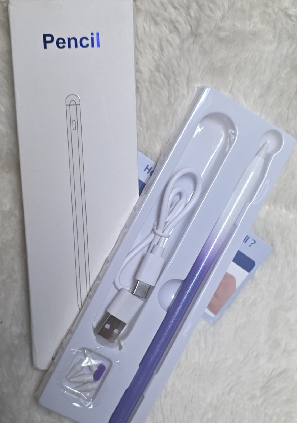 Active Stylus Pen for iPad mini Air Pro C1-6476 Battery Powered White Purple
