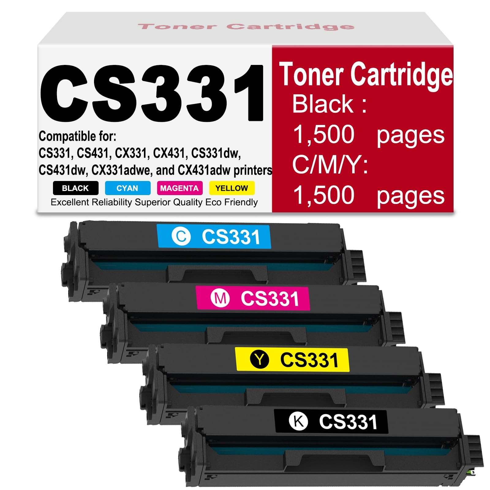 ** NEW Lexmark Toner | Black/Color | With Chips | Compatible | 4-Pack