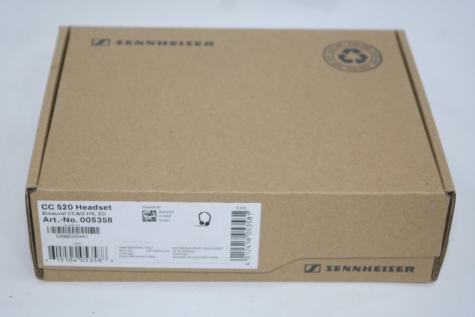 NEW SENNHEISER CC 520 IP HEADSET 005358 CALL CENTER MIC BOOM HEARPHONES CC520