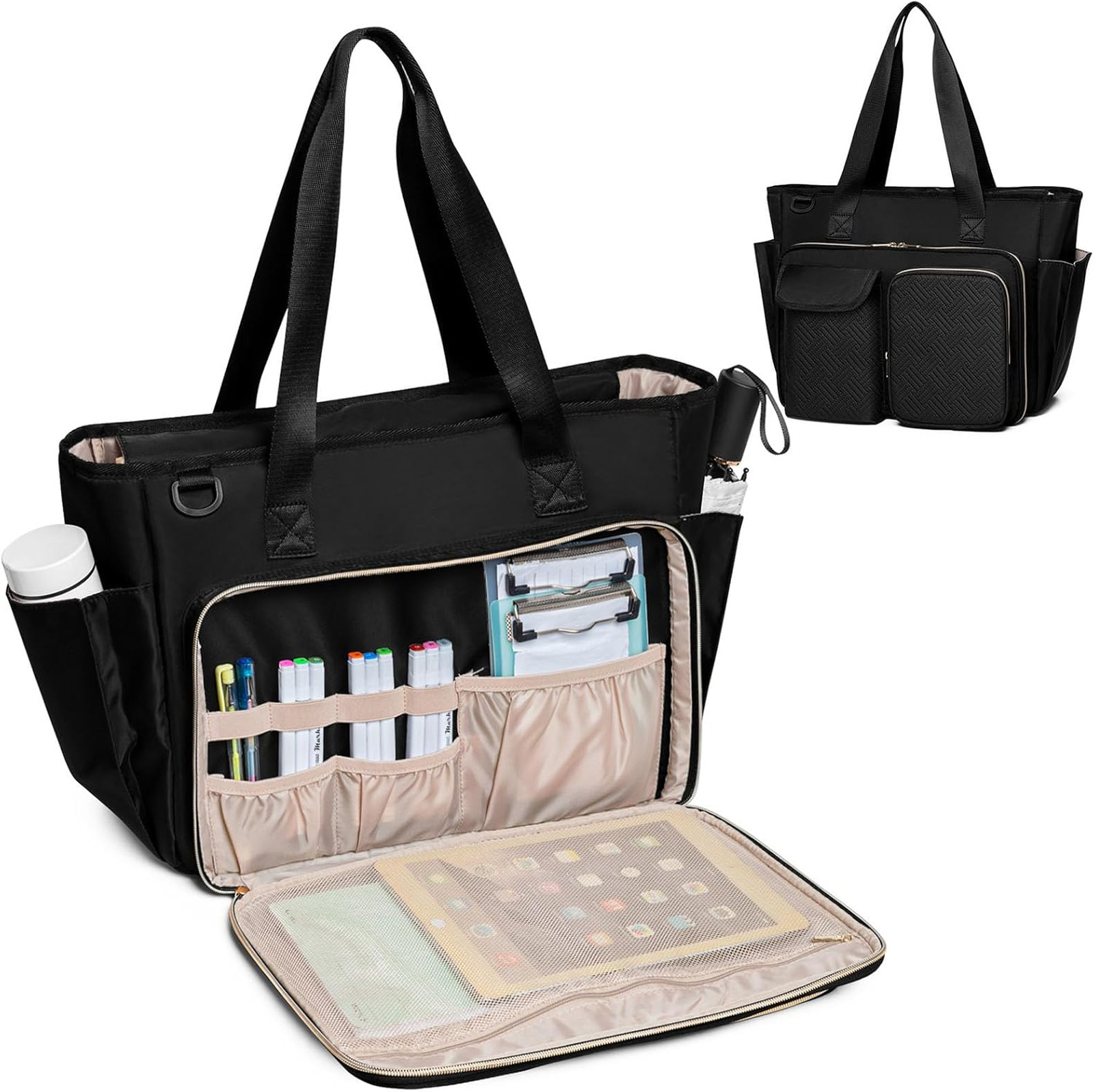 Teacher Tote Bag with Padded Laptop Sleeves 15.6 Inch Work Bag for Teachers and