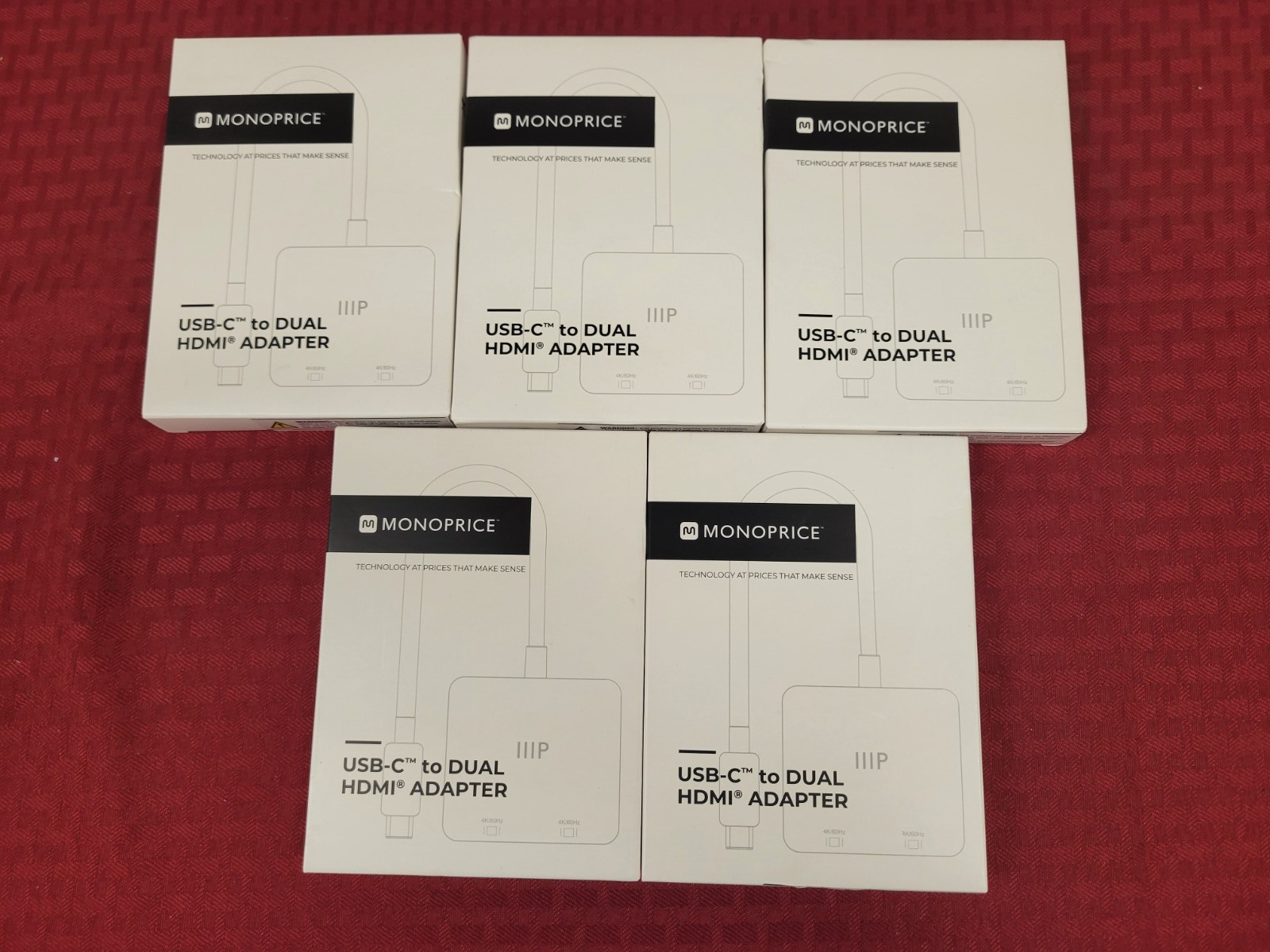 *LOT OF 5* NEW SEAED Monoprice USB-C to Dual 4K HDMI Adapter 4K/60HZ  #43525