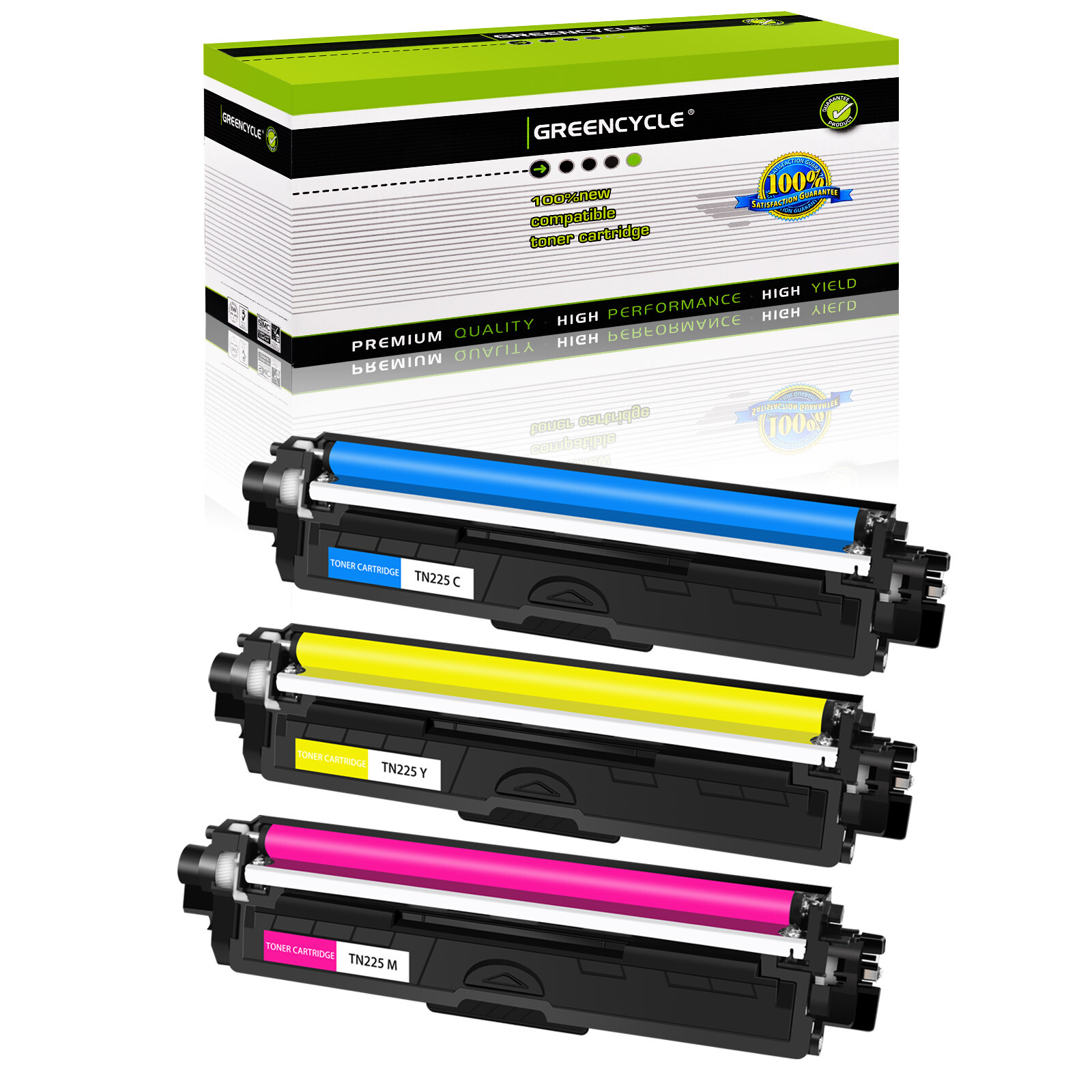 3 Pack TN225 Color Toner Cartridge Compatible with Brother HL-3140CW HL-3150CDN