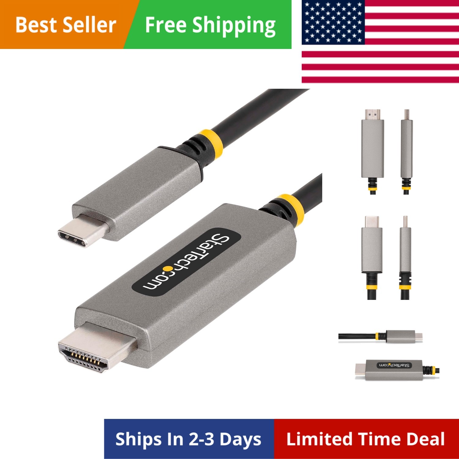 6ft 2m USB-C to HDMI Adapter Cable, 8K 60Hz, 4K 144Hz, , USB Type-C to HDMI 2...