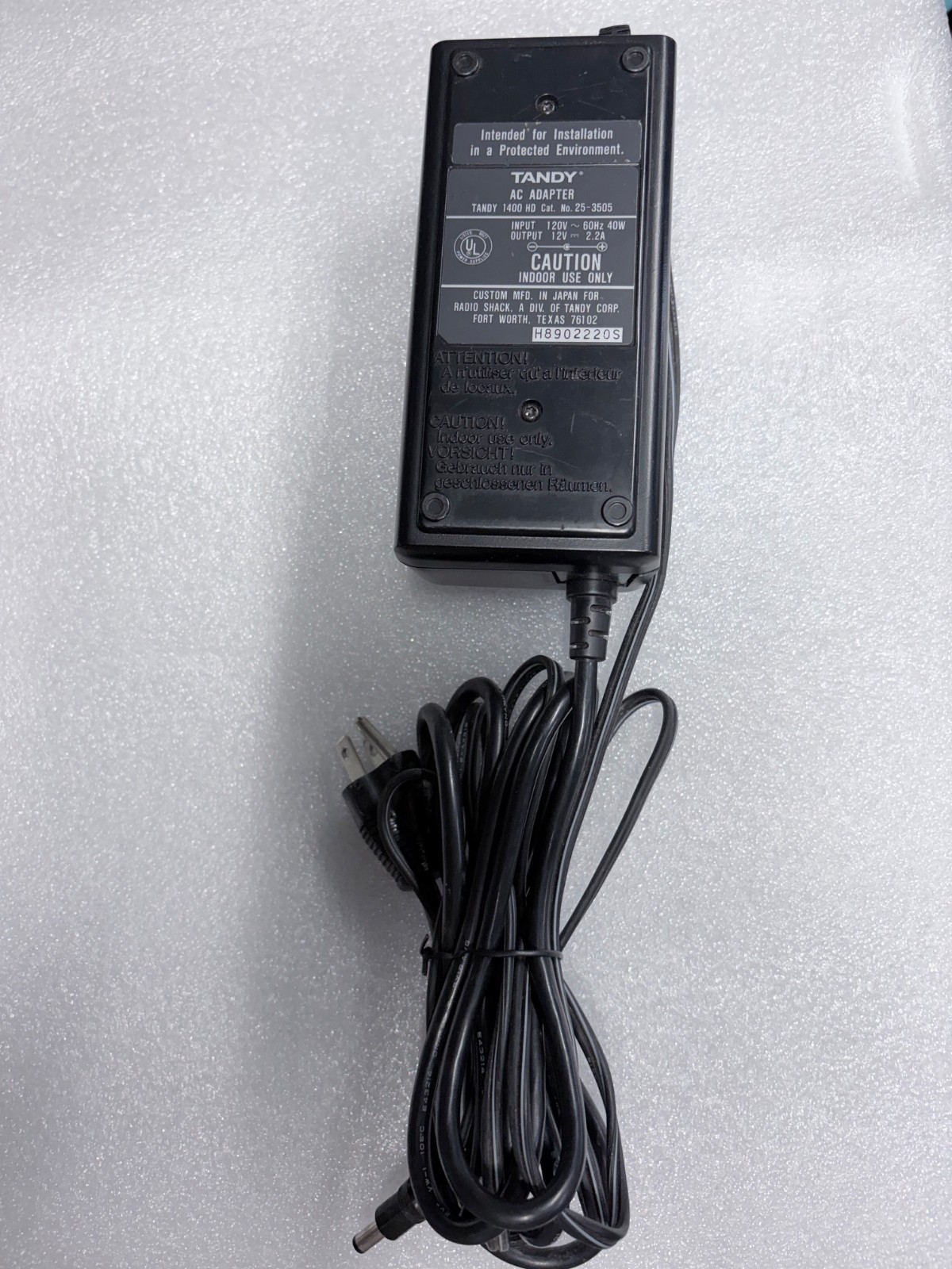 Tandy 1400 HD 25-3505 Vintage Portable Computer PC Power Adapter  Tested/Working