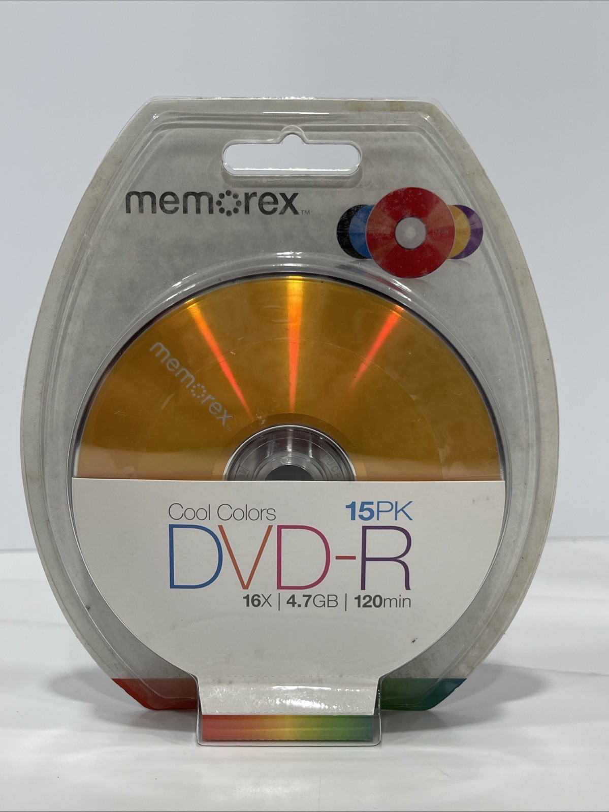 Memorex Cool Colors 15 PK 16X  4.7 GB  120 Min NEW Factory Sealed NOS