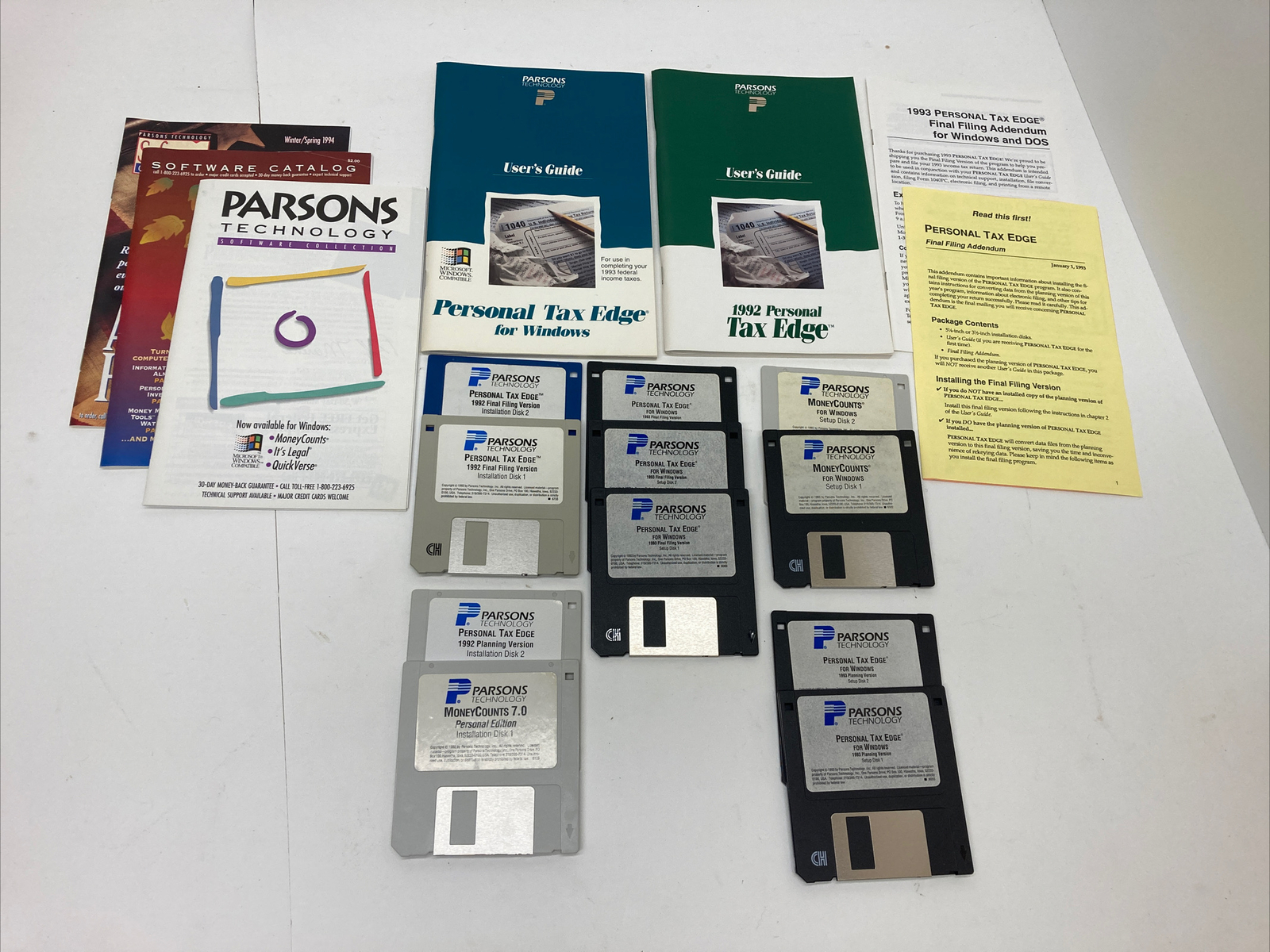 1992/1993 Vintage Parsons Technology 3.5 Floppy Disks w/User Guide