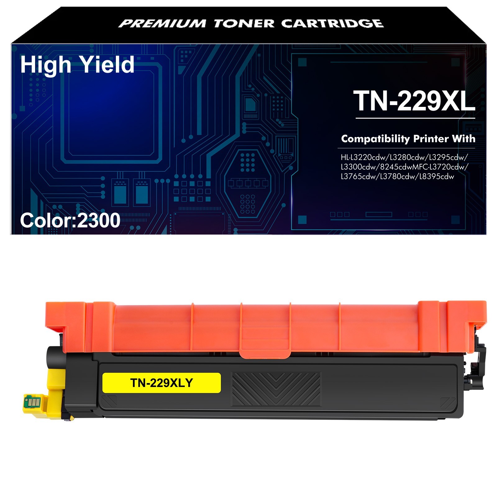 1Pk Premium TN229XL Yellow Toner Cartridge Compatible With Brother MFC-L3780CDW