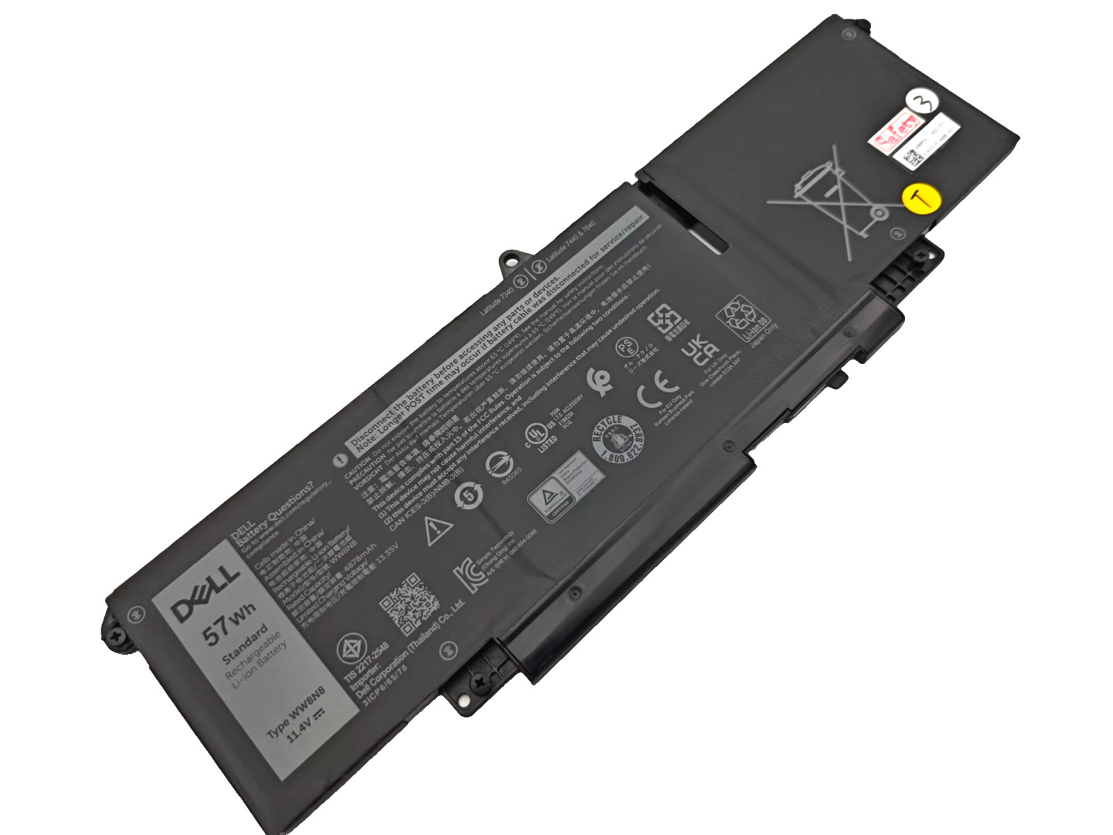 Genuine 57Wh WW8N8 Battery for Dell Latitude 7340 7350 7440 7450 7640 7650 OEM