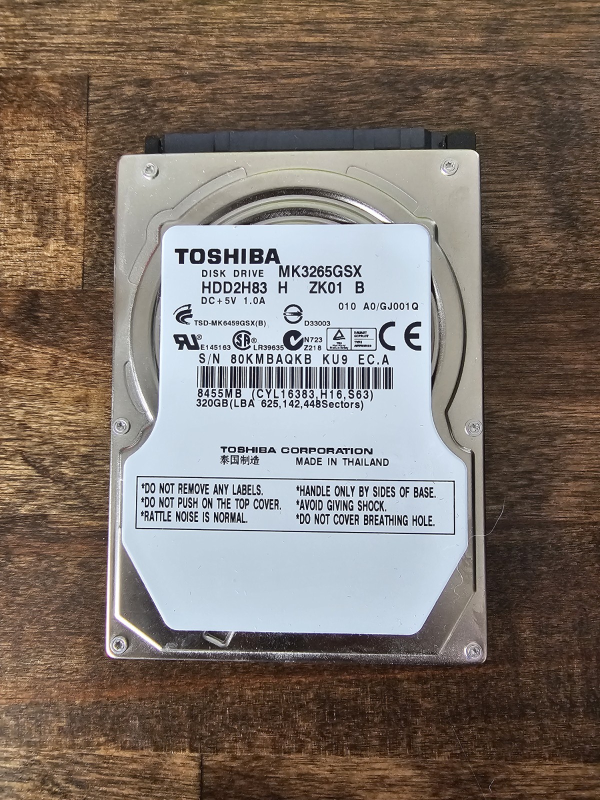 Toshiba MK3265GSX  320GB,Internal,5400RPM,2.5" (HDD2H83) HDD