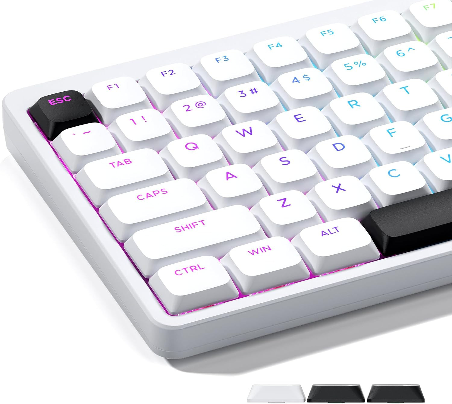 XVX Low Profile White Keycaps, Shine through Keycap Set, Double Shot PBT Key Cap
