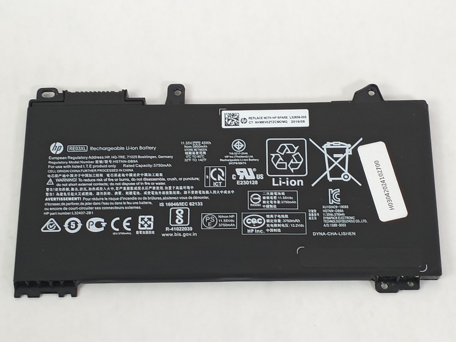 Lot of 10 HP L32656-005 RE03XL Battery for ProBook 450 G6 G7 440 G6 430 G6