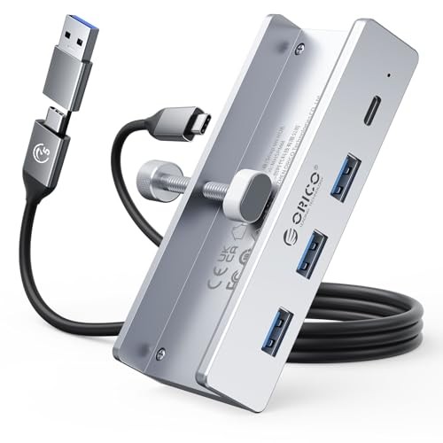 ORICO USB-C Hub Clamp Mount USB 3.0 4-Port 5Gbps High-Speed ​​Transfer USB-C