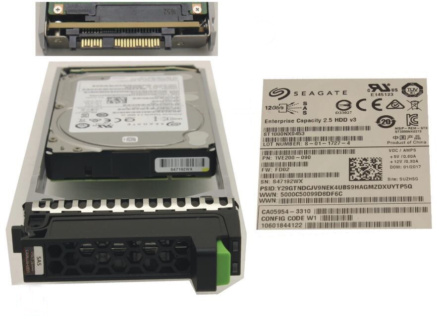 Fujitsu Eternus DX S4 1TB SAS 12G 7.2K 2.5" Hot-Plug HDD Hard Drive CA08226-E851
