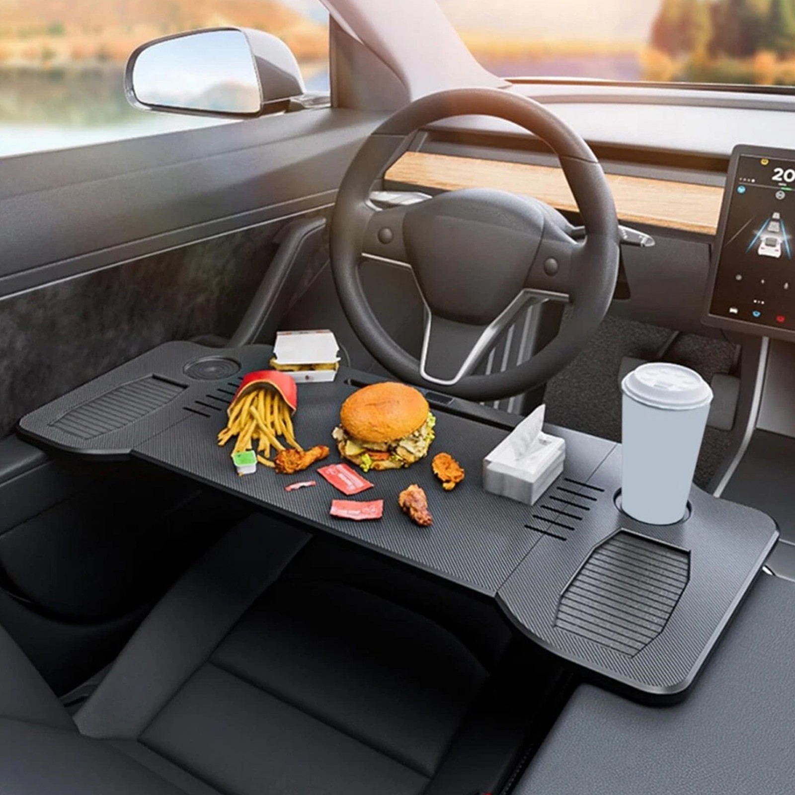 Car Tray Desk Folding Desk Steering Wheel Tray Eating Table For Tesla Model 3 Y