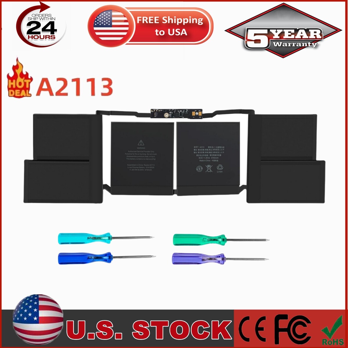 ✅LOT 1-20X A2113 Battery For Apple MacBook Pro 16" A2141 Year 2019 2020 EMC 3347