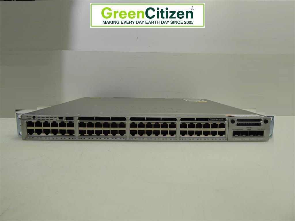 Cisco WS-C3850-48F-S V07 48-Port Gigabit Switch w/ PoE+ 4x1G uplinks 2x1100W PSU