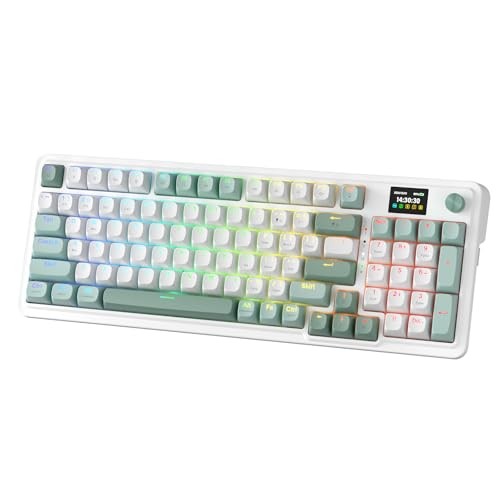 REDRAGON K719 PRO WIRED 95-KEY GASKET KEYBOARD TFT SCREEN KNOB - JADE/CLOUD