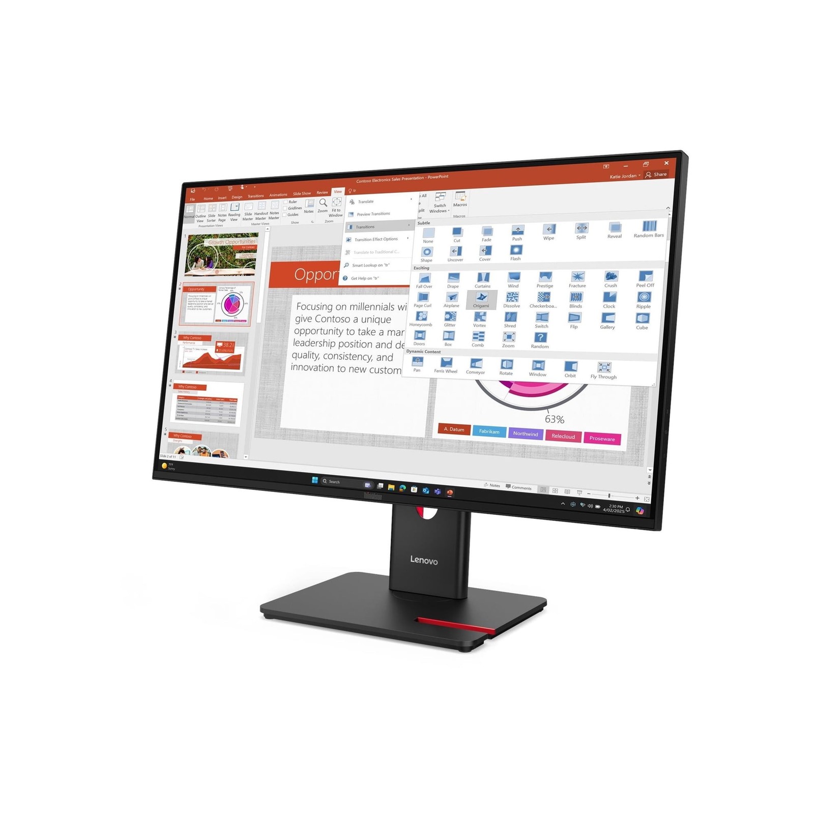Lenovo 64A5MAR6UZ ThinkVision T27-40 27" Class Full HD LED Monitor, Eclipse