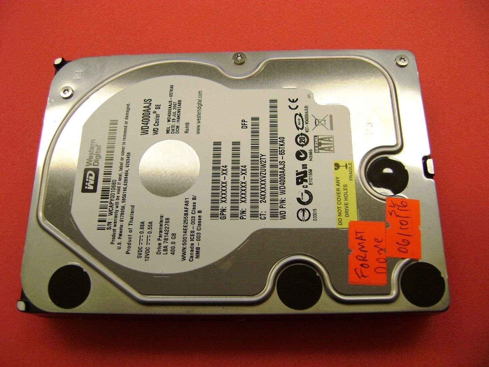 WD4000AAJS-65TKA0, DCM: HANCNV2ABB, Western Digital 400GB SATA 3.5 Hard Drive