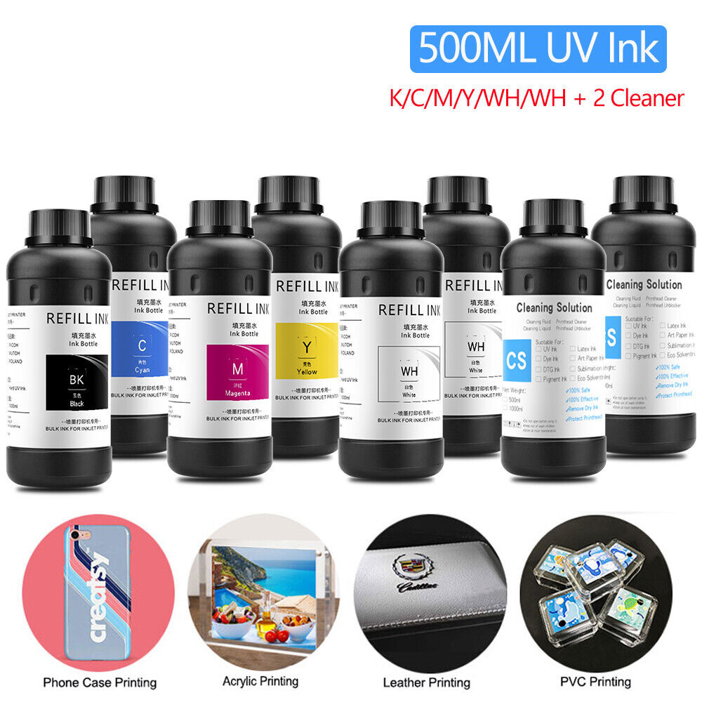 8x500ml LED UV Ink For Epson 1390 1400 1410 R280/290/330 L805 L1800 XP600 TX800