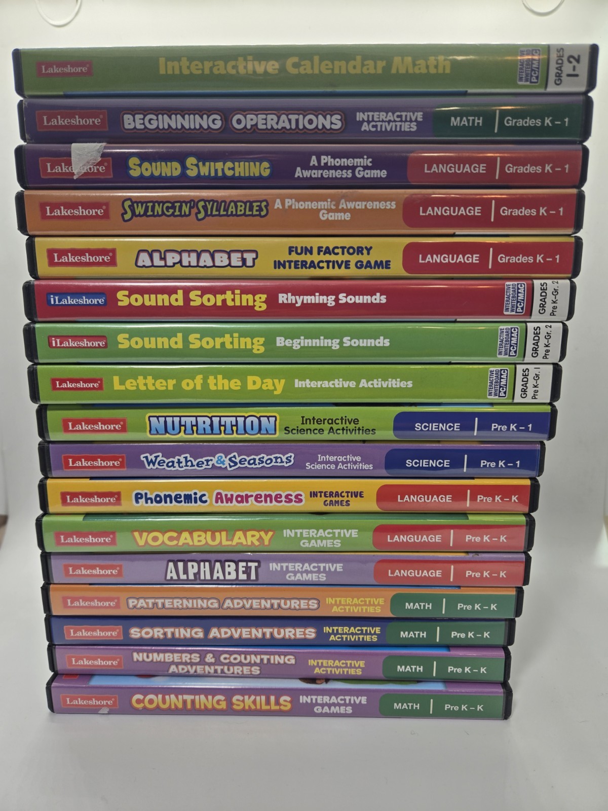 LAKESHORE Interactive Games DVD CD-ROM Grade K-2 Math Language Science Lot of 17