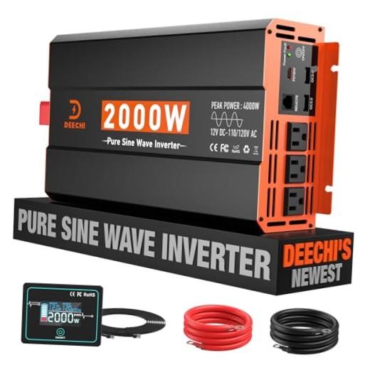 2000W Pure Sine Wave Power Inverter 12V DC to 110V/120V AC Car 2000W-009
