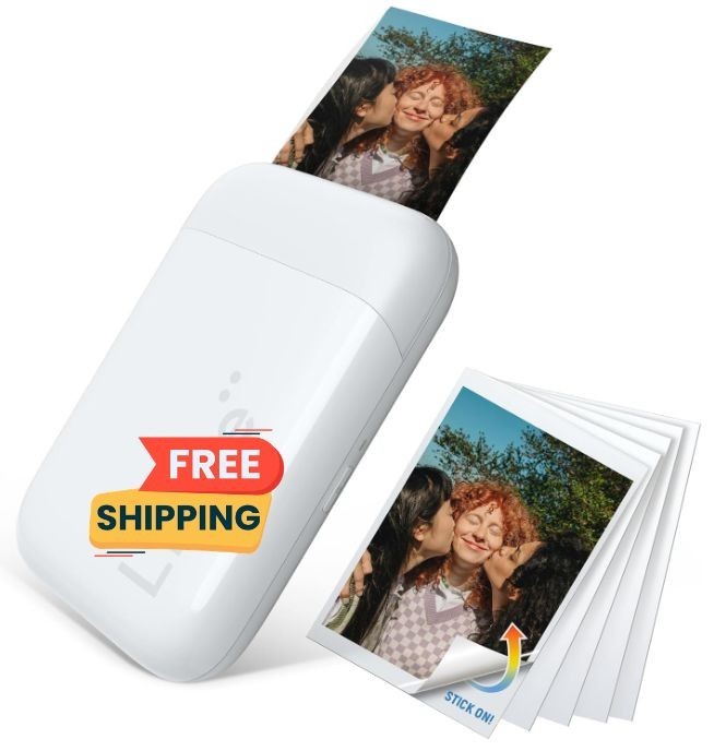 Mini Impresora Fotos 2x3" Bluetooth 5.2 con 10 Papeles Adhesivos, Portátil en Co