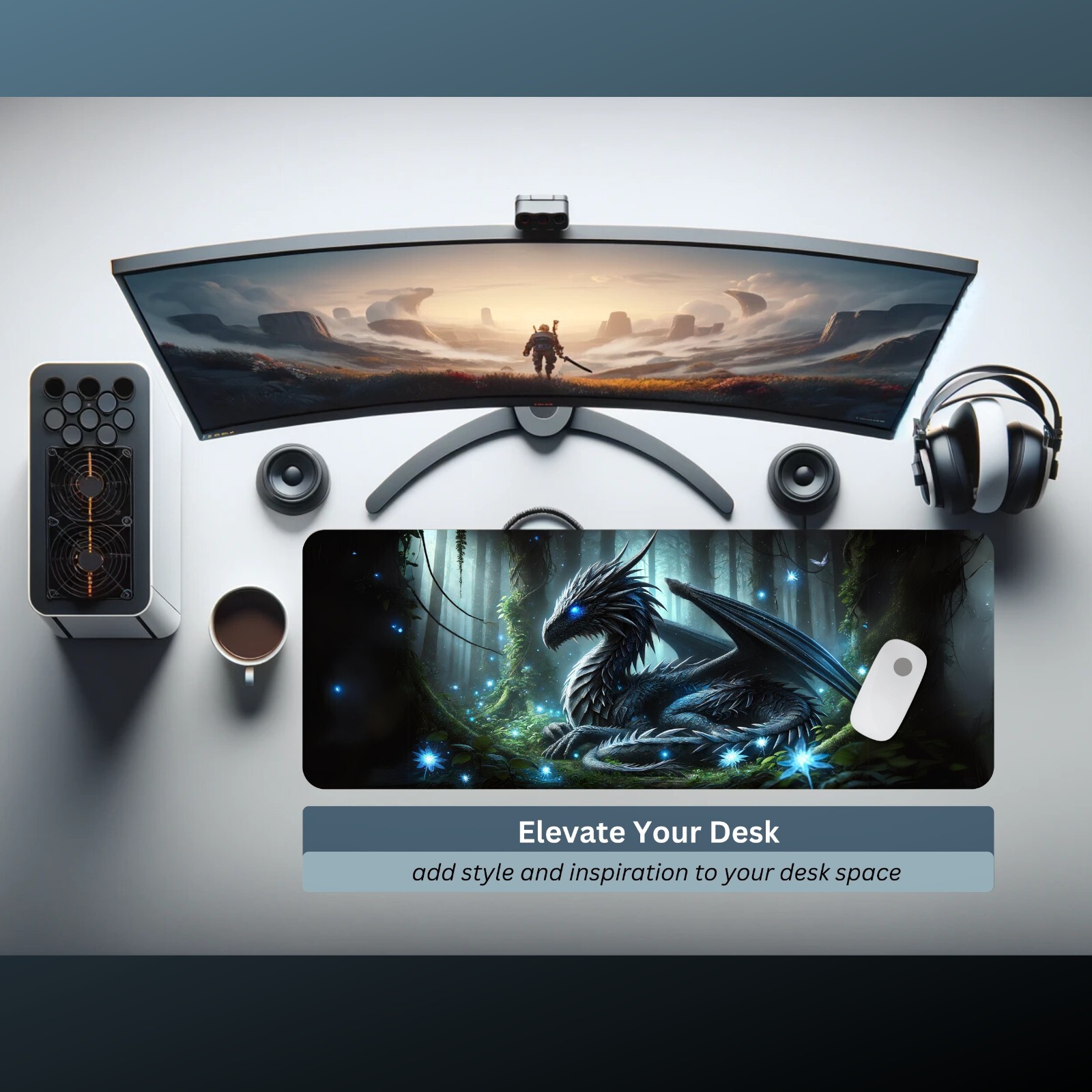DESKMATEC Gaming Mouse Pad, Nightflare Dragon Desk Mat (80x30cm)