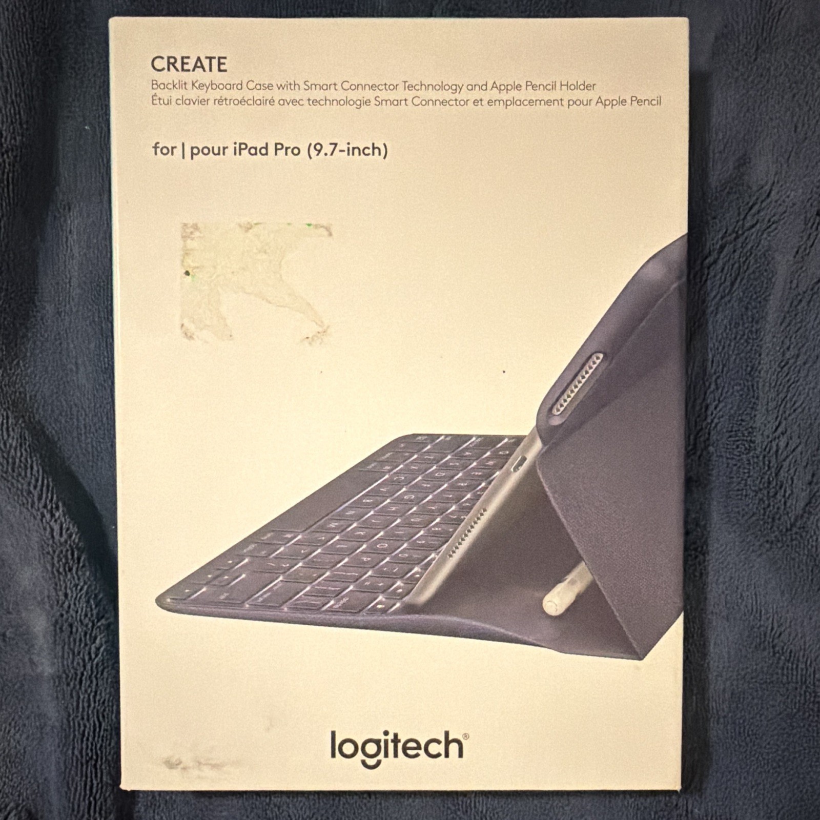 Logitech CREATE Backlit Keyboard Folio Case for iPad Pro 9.7 Black Pencil Holder