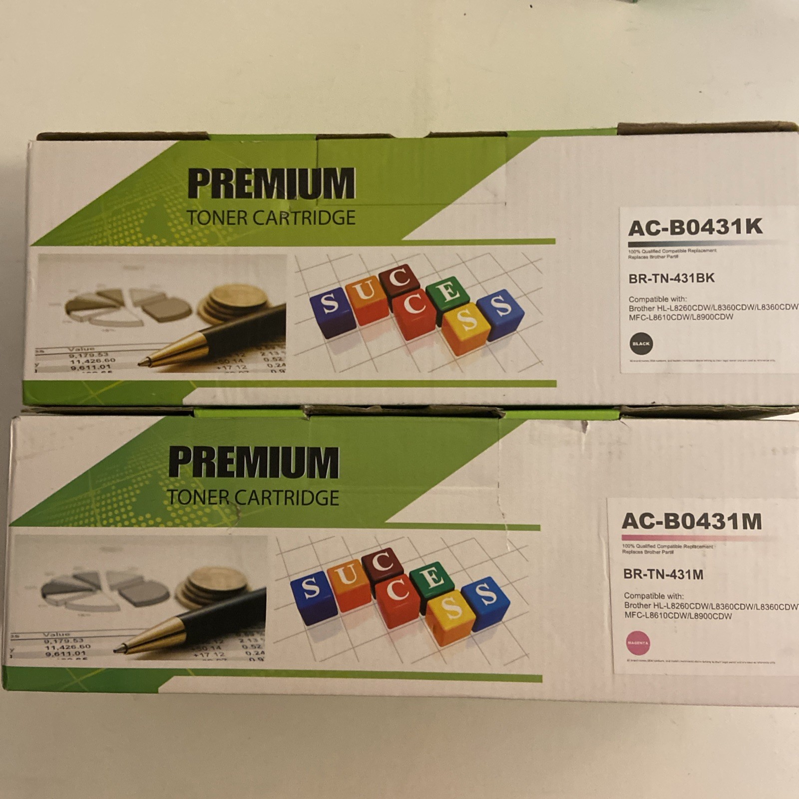 Set of 2 - Premium Toner Cartridge B0431K (Black) & BO431M (Magenta)