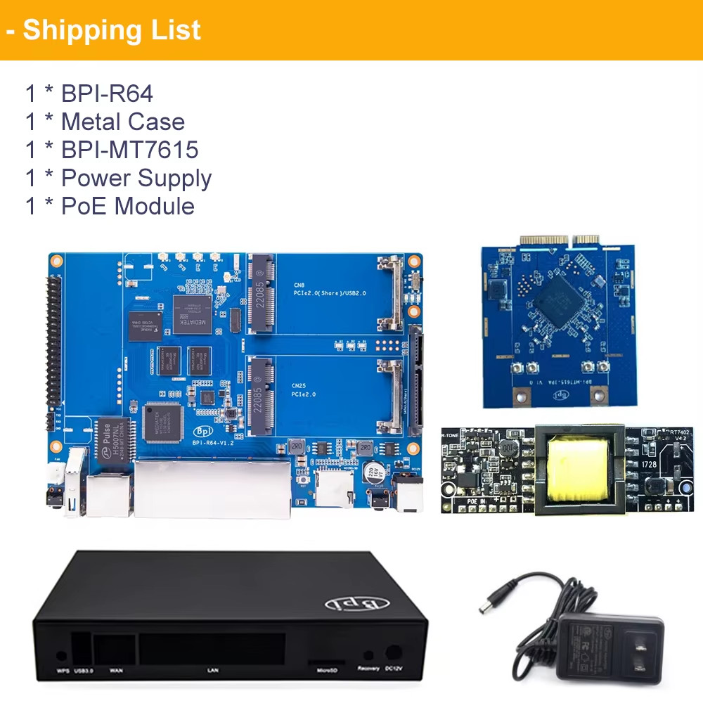 Banana Pi BPI-R64 Router Board MediaTek MT7622 1.35GHZ 64bit Dual-core ARM 1G DD
