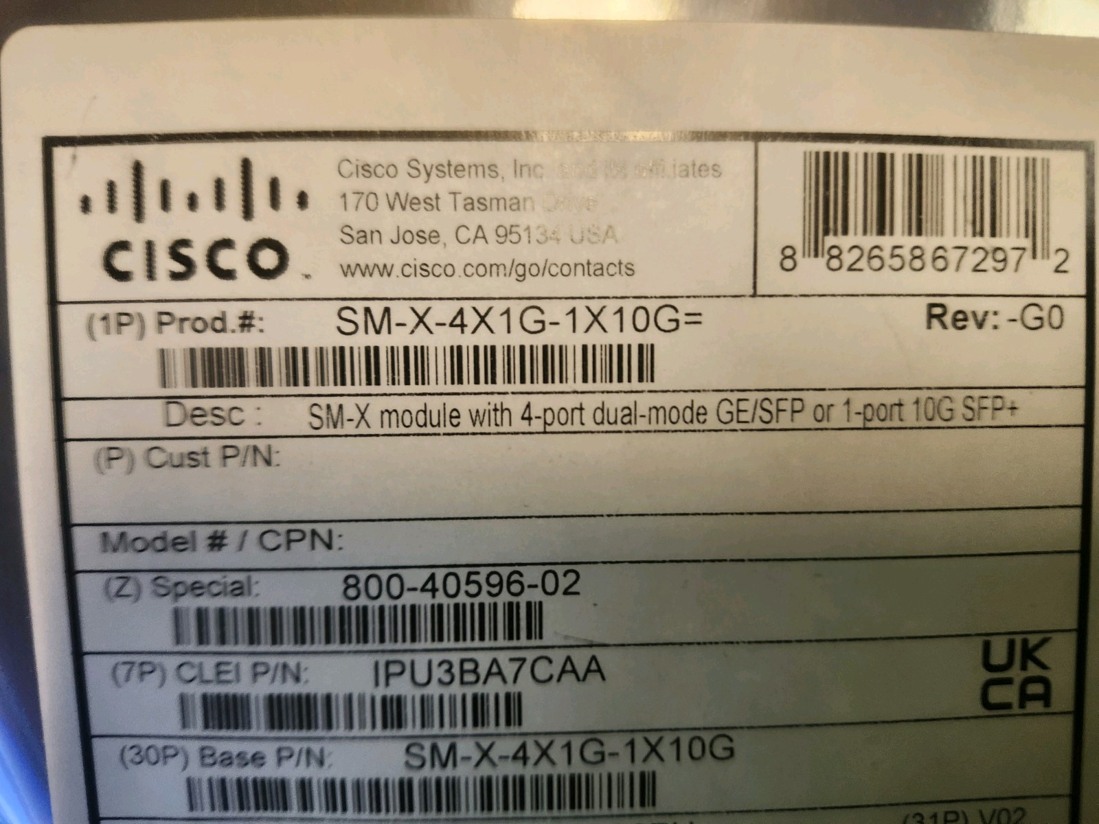 Cisco SM-X-4X1G-1X10G 4-port Gigabit , Ten Gigabit module router 4300 series