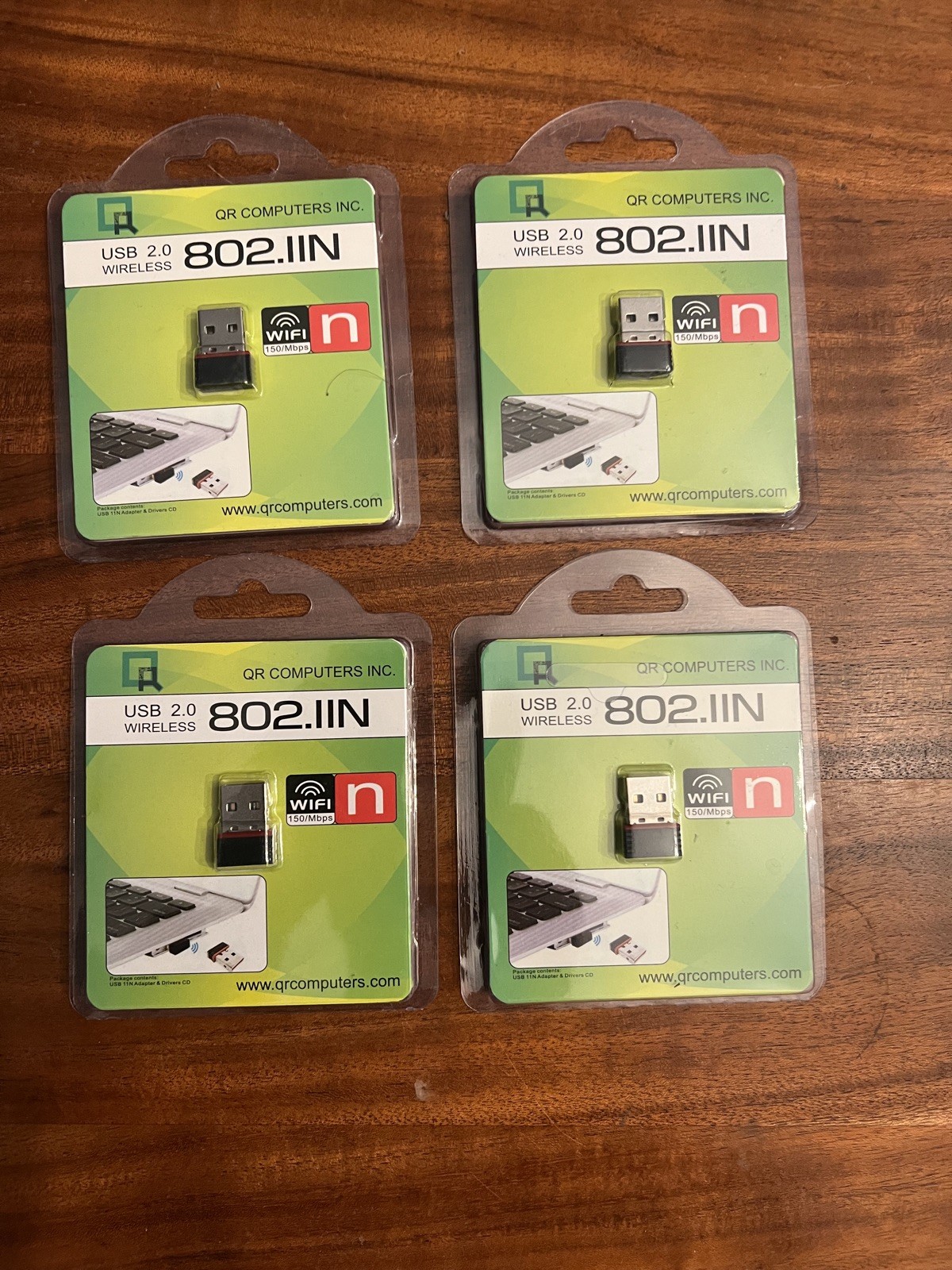 Lot of 6 USB 2.0 Wireless 11N Adapter by QR Computers 150/Mbps