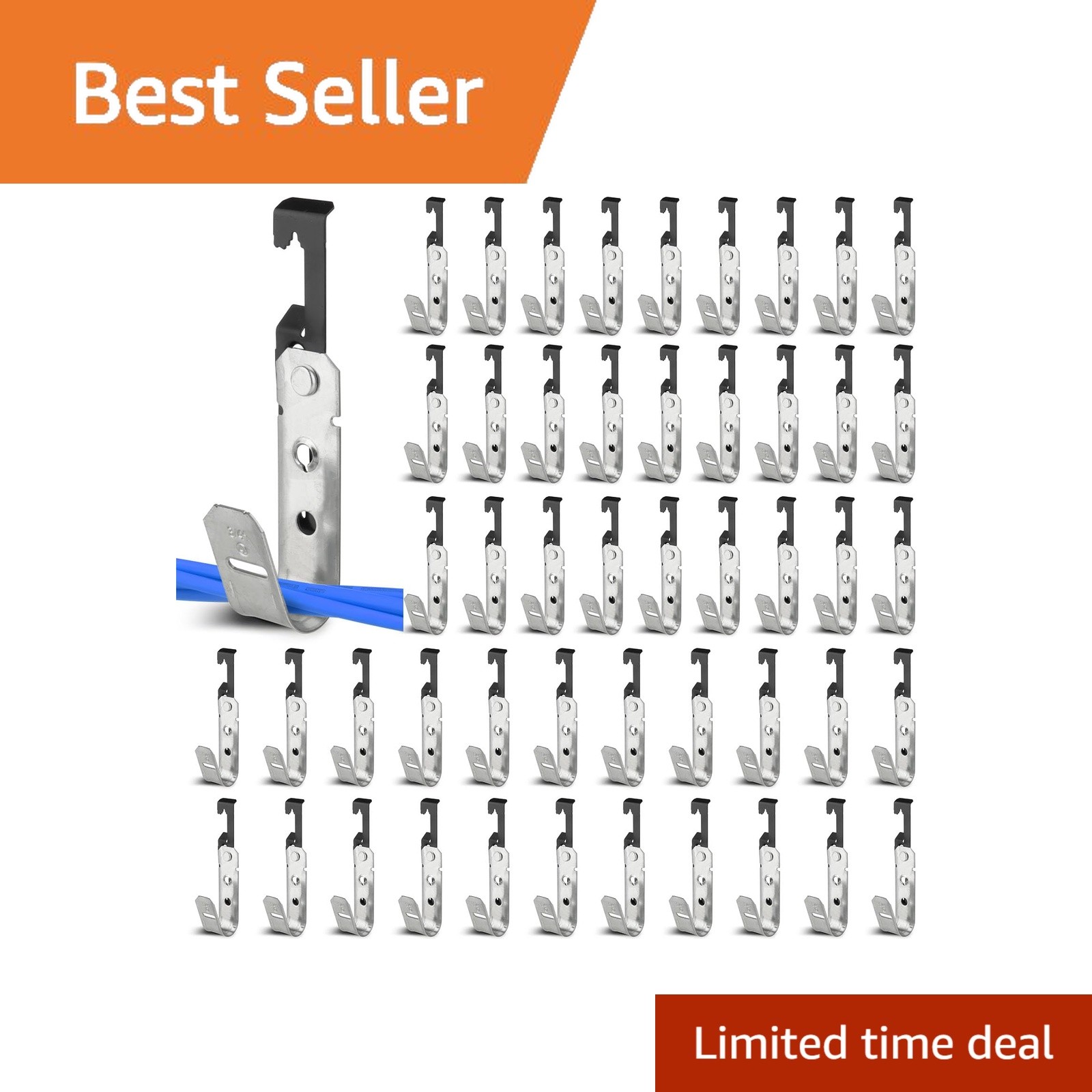 AOKLIT 50 Pcs Metal J Hooks Cable Support 3/4 Inch